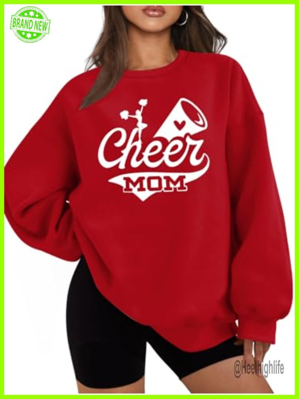 Cheer Mom Sweatshirt Pullover Loose Fit Letter Print Long Sleeve